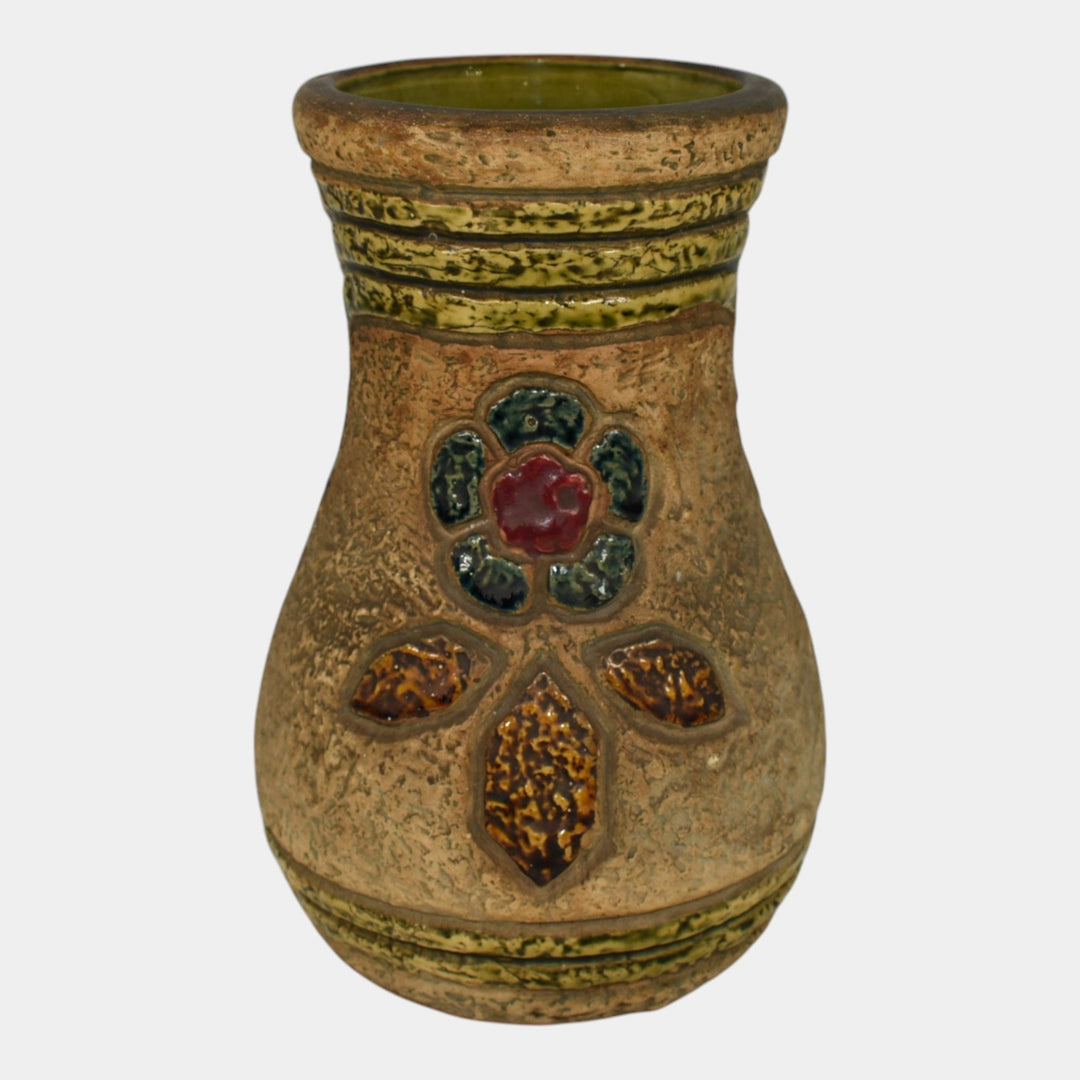 Roseville Mostique Tan 1916 Vintage Arts and Crafts Pottery Ceramic Vase 22-10 - Just Art Pottery