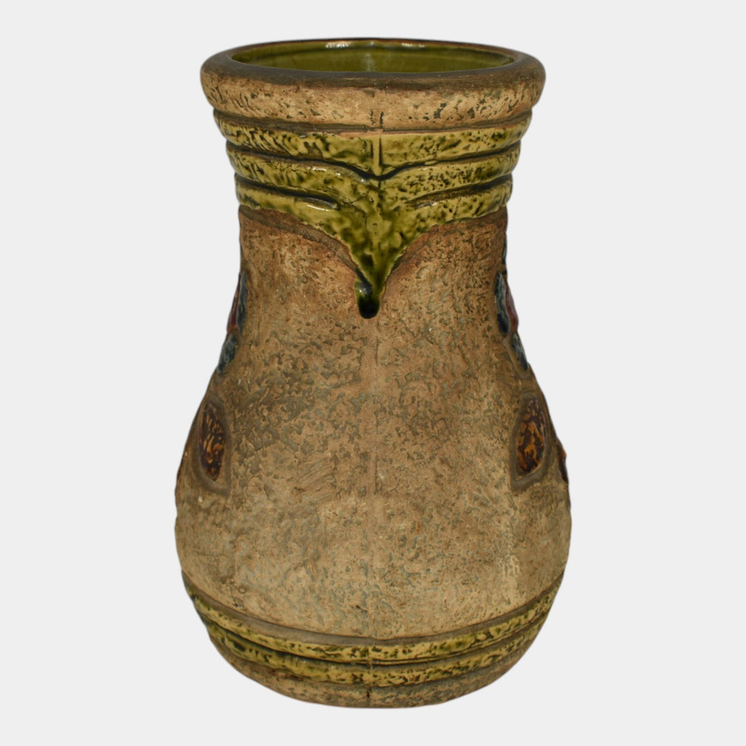 Roseville Mostique Tan 1916 Vintage Arts and Crafts Pottery Ceramic Vase 22-10 - Just Art Pottery