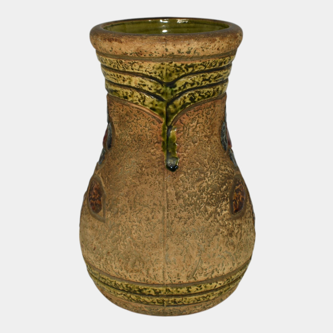 Roseville Mostique Tan 1916 Vintage Arts and Crafts Pottery Ceramic Vase 22-10 - Just Art Pottery