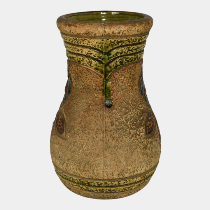 Roseville Mostique Tan 1916 Vintage Arts and Crafts Pottery Ceramic Vase 22-10 - Just Art Pottery