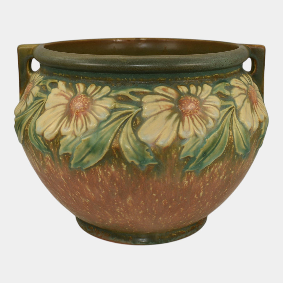 Roseville Dahlrose 1928 Vintage Art Pottery Ceramic Jardiniere Planter 614-8 - Just Art Pottery