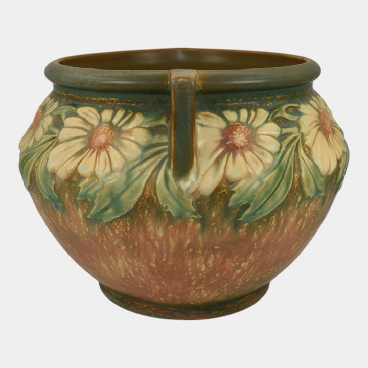 Roseville Dahlrose 1928 Vintage Art Pottery Ceramic Jardiniere Planter 614-8 - Just Art Pottery