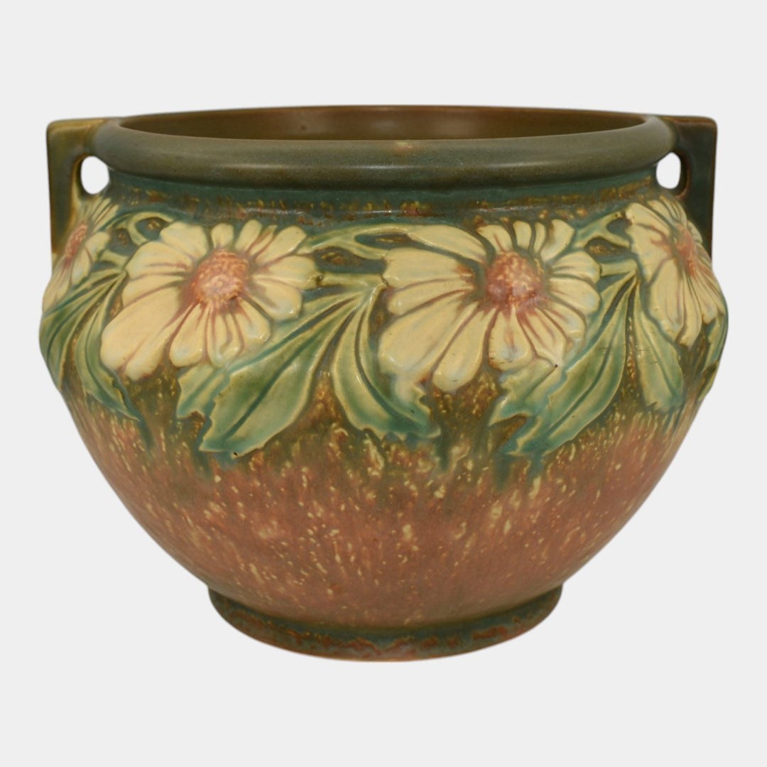 Roseville Dahlrose 1928 Vintage Art Pottery Ceramic Jardiniere Planter 614-8 - Just Art Pottery