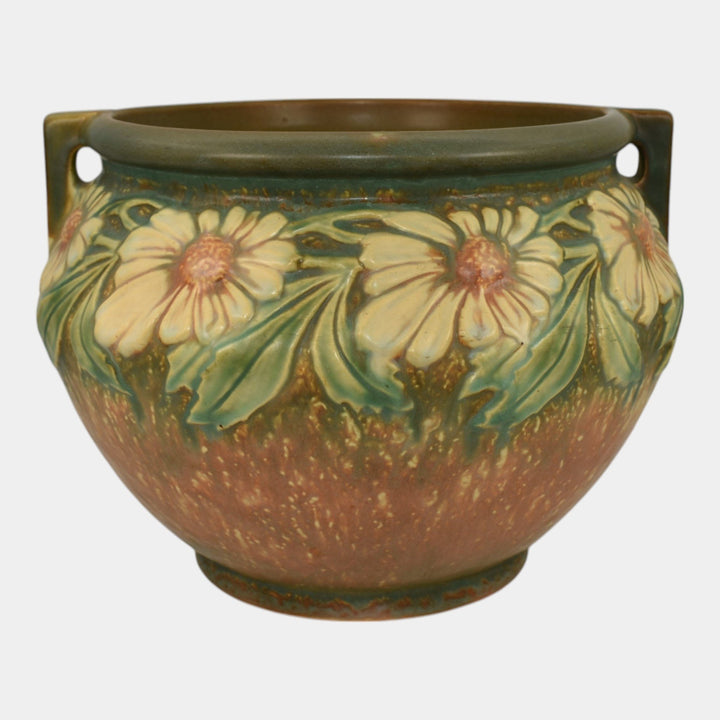 Roseville Dahlrose 1928 Vintage Art Pottery Ceramic Jardiniere Planter 614-8 - Just Art Pottery