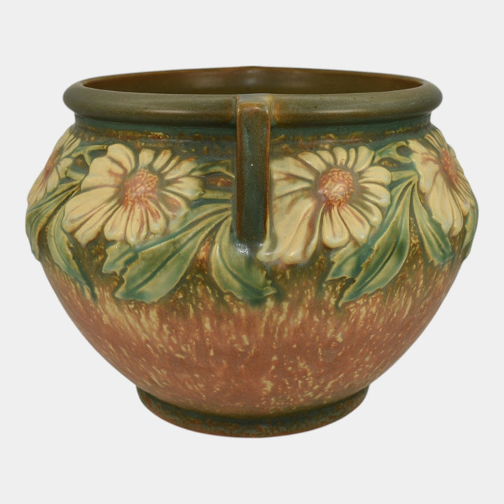 Roseville Dahlrose 1928 Vintage Art Pottery Ceramic Jardiniere Planter 614-8 - Just Art Pottery