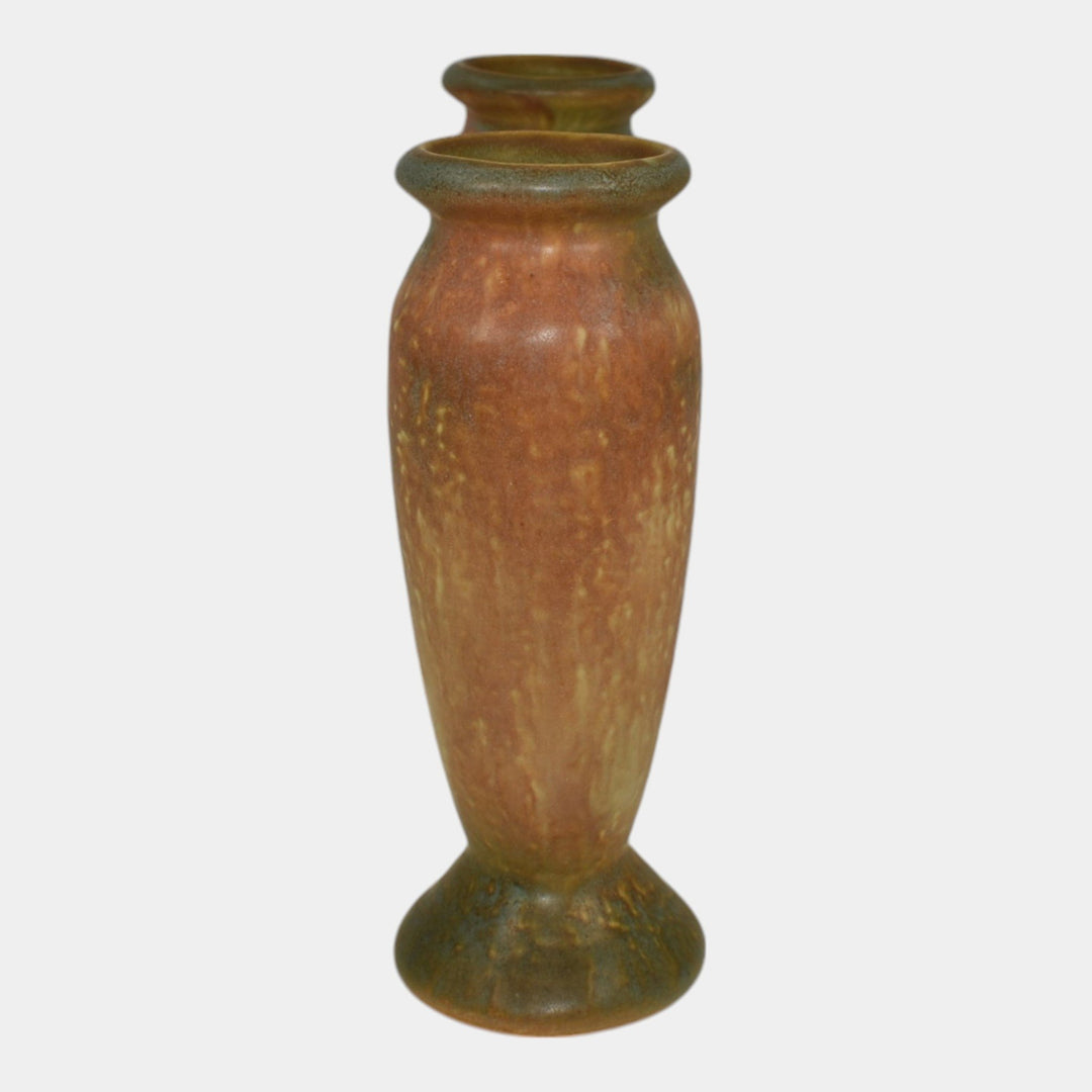 Roseville Dahlrose 1928 Arts And Crafts Pottery Double Bud Ceramic Vase 79-6 - Just Art Pottery