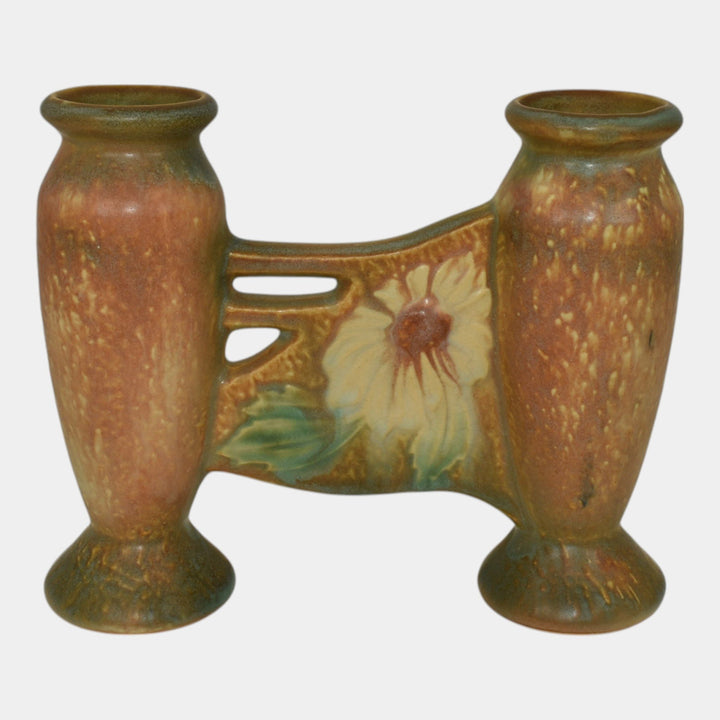 Roseville Dahlrose 1928 Arts And Crafts Pottery Double Bud Ceramic Vase 79-6 - Just Art Pottery
