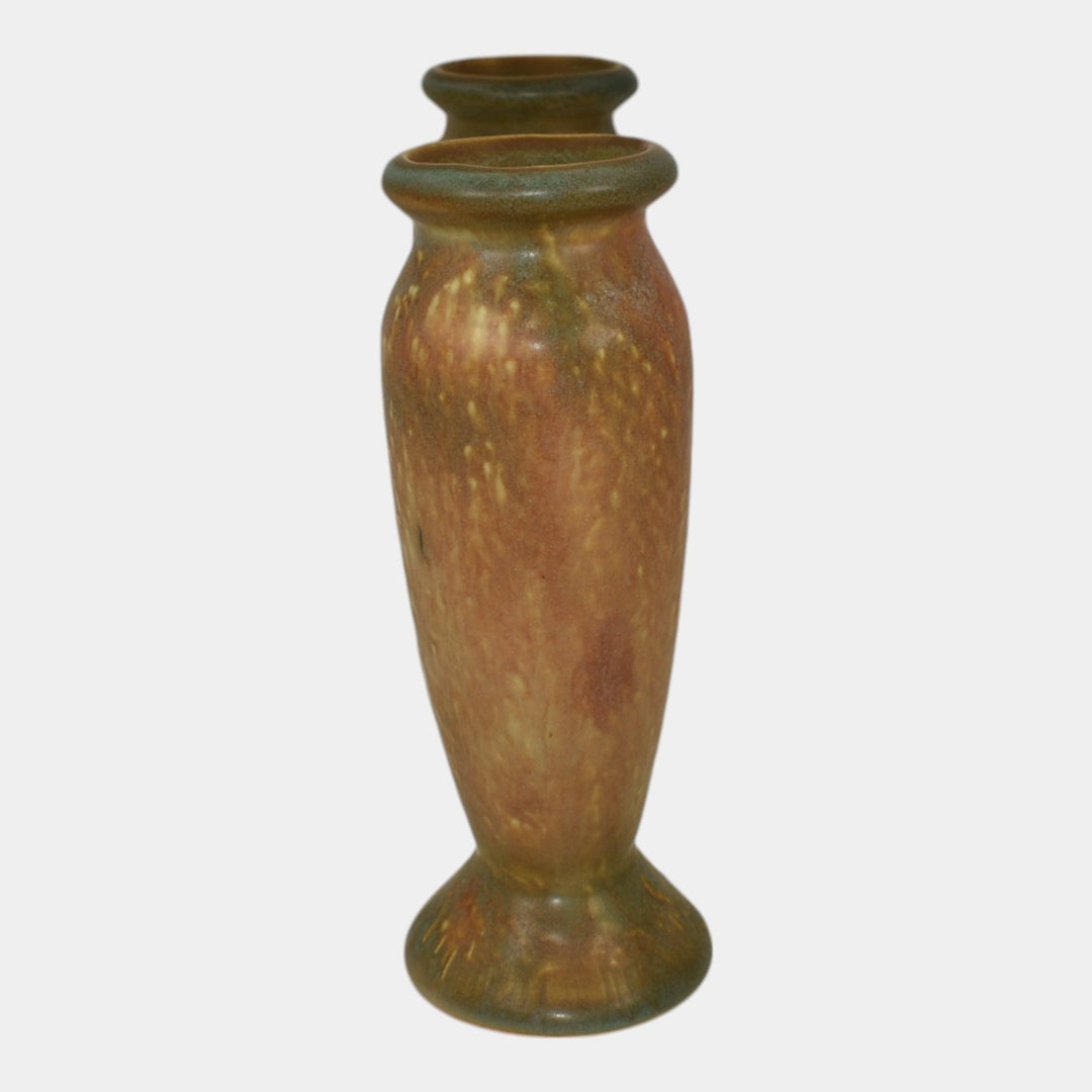 Roseville Dahlrose 1928 Arts And Crafts Pottery Double Bud Ceramic Vase 79-6 - Just Art Pottery