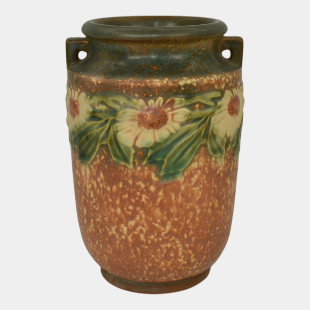 Roseville Dahlrose 1928 Brown Vintage Arts And Crafts Pottery Ceramic Vase 360-6 - Just Art Pottery