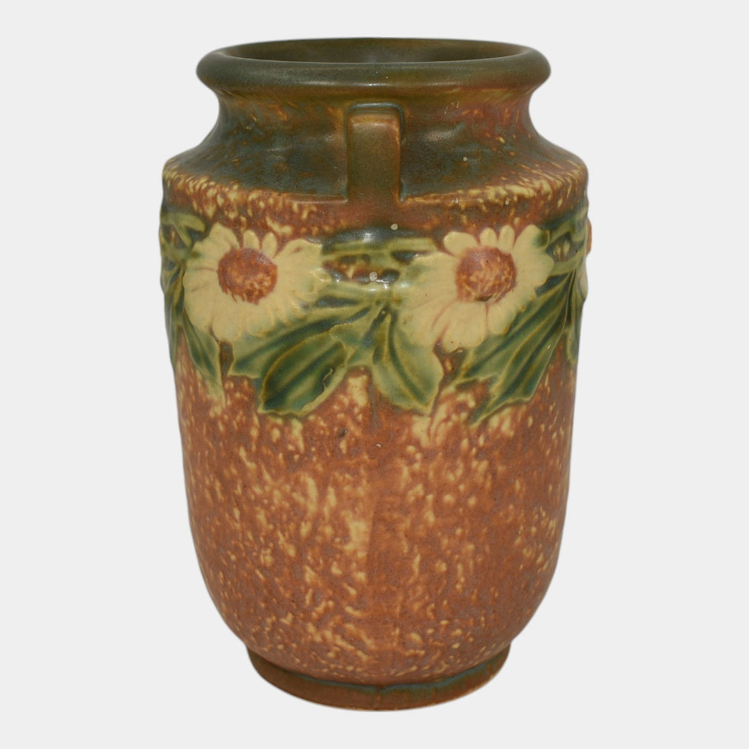 Roseville Dahlrose 1928 Brown Vintage Arts And Crafts Pottery Ceramic Vase 360-6 - Just Art Pottery