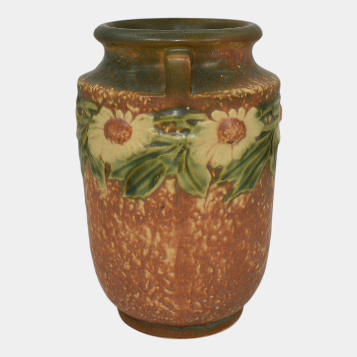 Roseville Dahlrose 1928 Brown Vintage Arts And Crafts Pottery Ceramic Vase 360-6 - Just Art Pottery