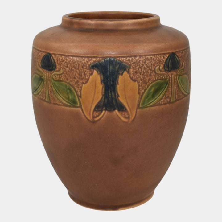 Roseville Victorian Art Trial Glaze 1925 Art Pottery Brown Ceramic Vase 256-6