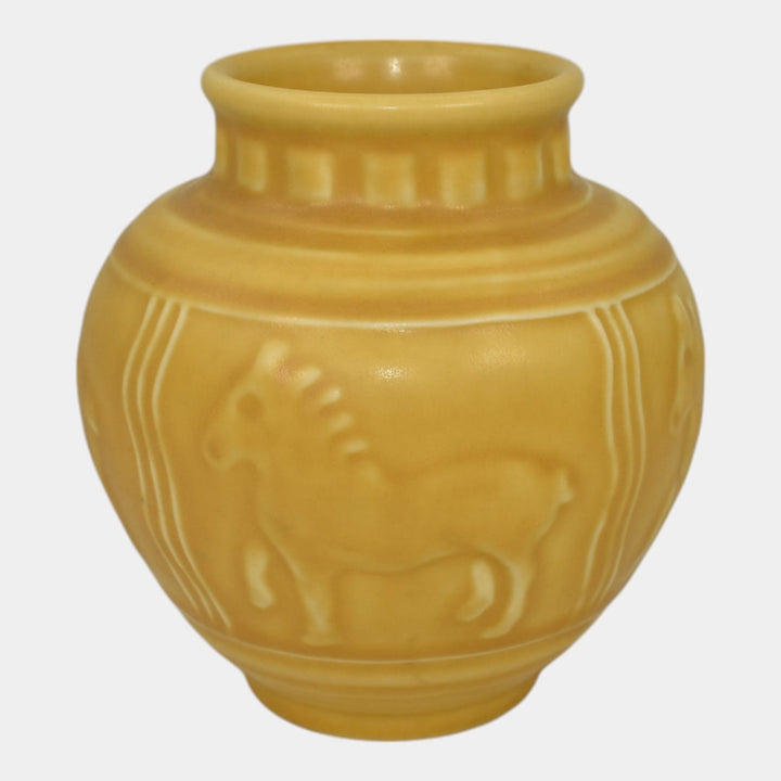 Rookwood 1938 Vintage Art Pottery Matte Yellow Horse Vase 6498