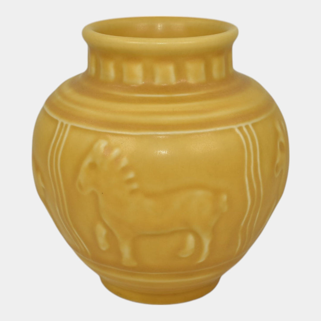 Rookwood 1938 Vintage Art Pottery Matte Yellow Horse Vase 6498