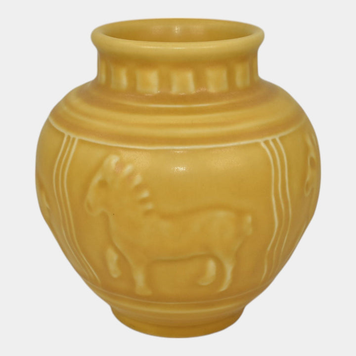 Rookwood 1938 Vintage Art Pottery Matte Yellow Horse Vase 6498