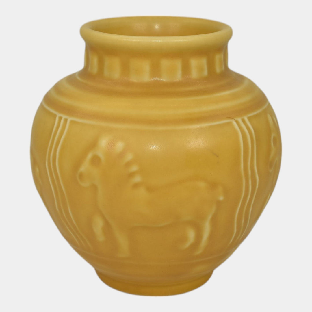 Rookwood 1938 Vintage Art Pottery Matte Yellow Horse Vase 6498