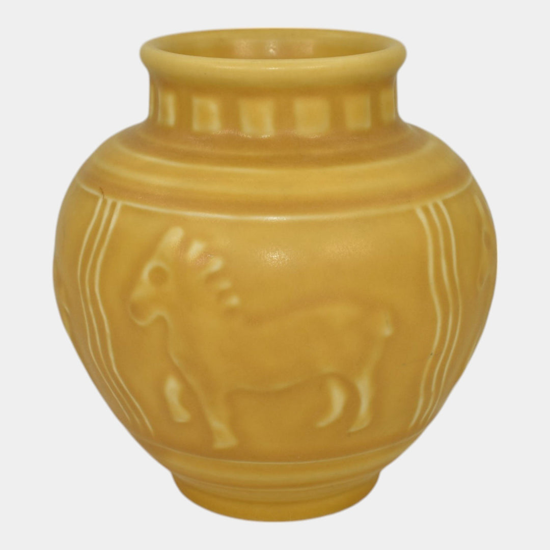 Rookwood 1938 Vintage Art Pottery Matte Yellow Horse Vase 6498