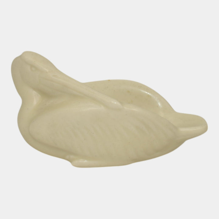 Rookwood 1933 Vintage Art Deco Pottery Ivory Pelican Figurine Pin Tray 6329 - Just Art Pottery