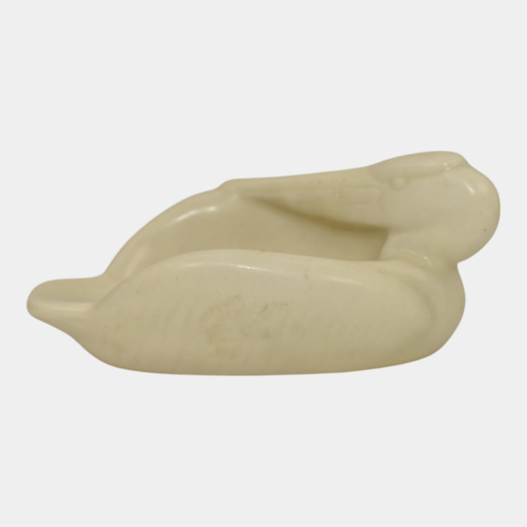 Rookwood 1933 Vintage Art Deco Pottery Ivory Pelican Figurine Pin Tray 6329 - Just Art Pottery