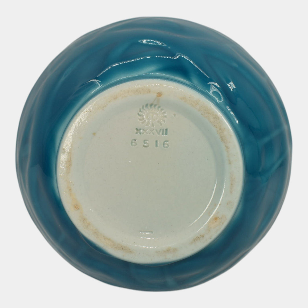 Rookwood 1937 Vintage Art Pottery High Glaze Blue Egret Ceramic Vase 6516 - Just Art Pottery