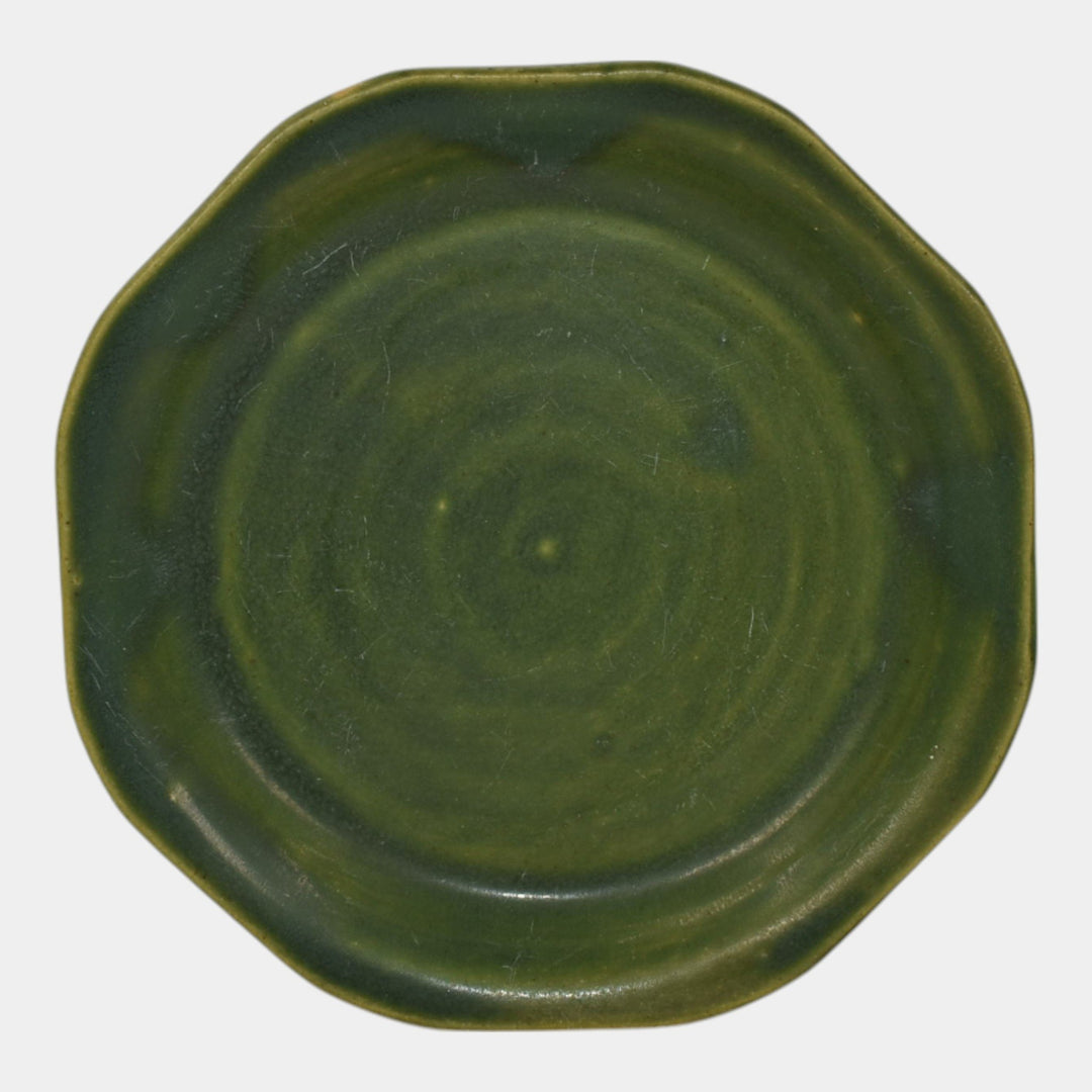 Roseville Apple Blossom Green 1949 Art Pottery Ceramic Flower Pot Saucer 356-5