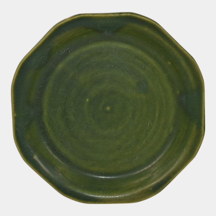 Roseville Apple Blossom Green 1949 Art Pottery Ceramic Flower Pot Saucer 356-5