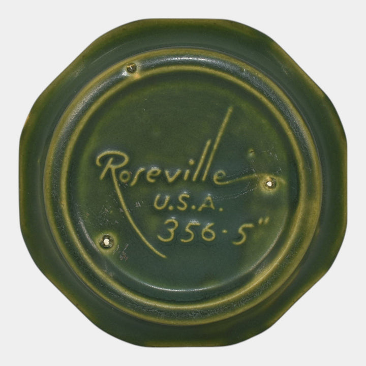Roseville Apple Blossom Green 1949 Art Pottery Ceramic Flower Pot Saucer 356-5