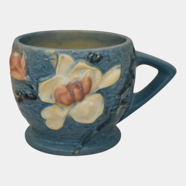 Roseville Magnolia 1943 Vintage Art Pottery Blue Ceramic Mug 3-3