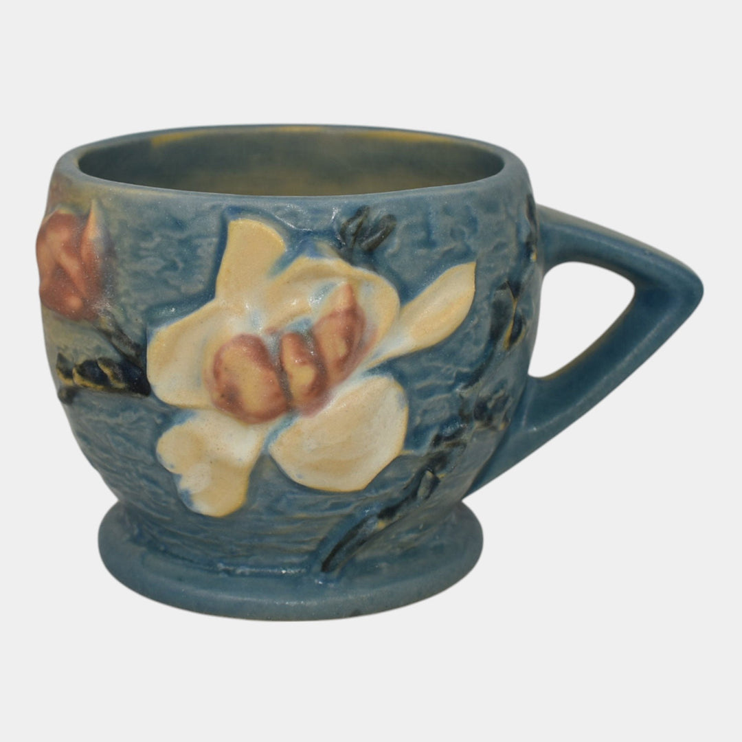 Roseville Magnolia 1943 Vintage Art Pottery Blue Ceramic Mug 3-3 - Just Art Pottery