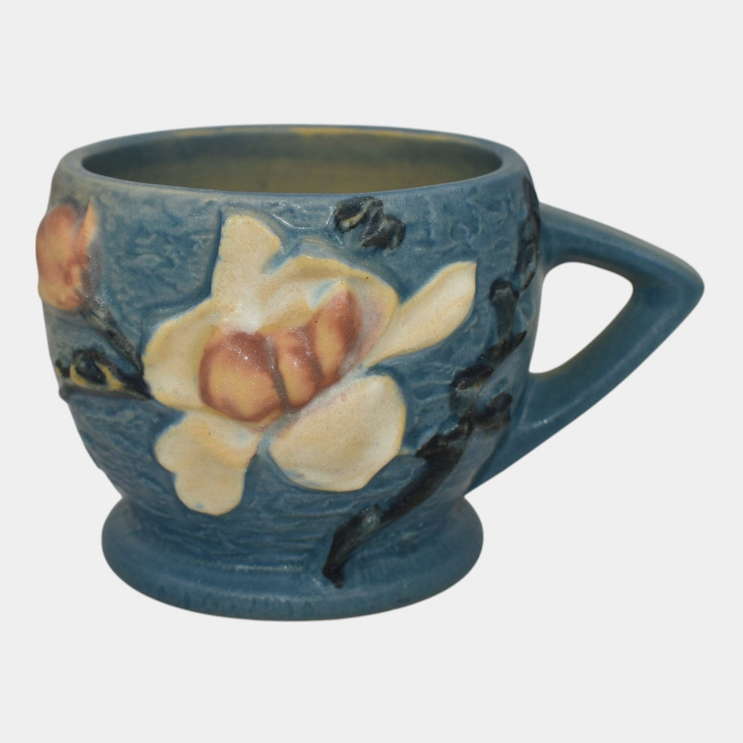 Roseville Magnolia 1943 Vintage Art Pottery Blue Ceramic Mug 3-3 - Just Art Pottery
