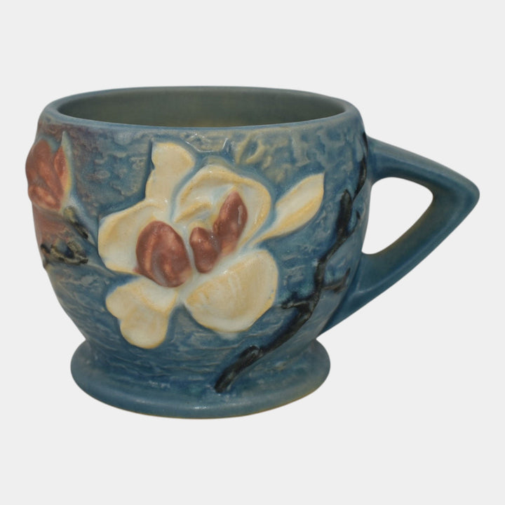 Roseville Magnolia 1943 Vintage Art Pottery Blue Ceramic Mug 3-3