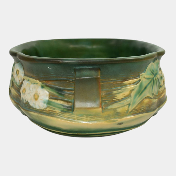 Roseville Luffa Green 1934 Vintage Arts And Crafts Pottery Console Bowl 258