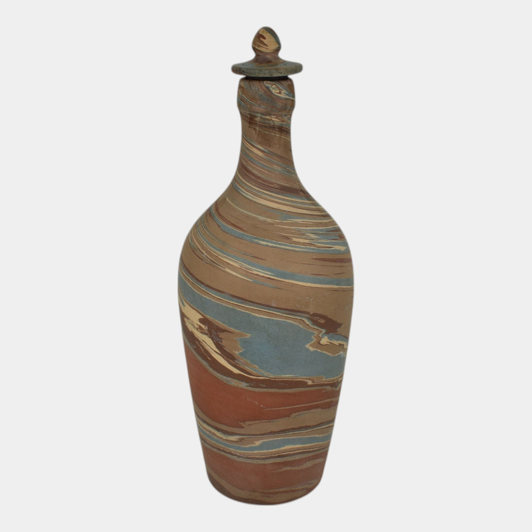 Niloak Mission Swirl 1920s Vintage Handmade Pottery Lidded Bottle Vase