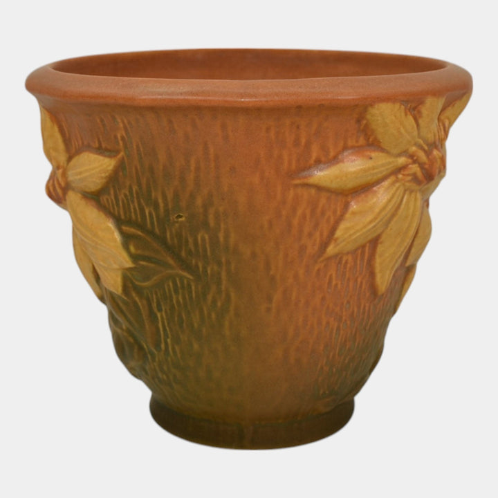 Roseville Pottery Clematis Brown 1944 Flower Pot 668-5