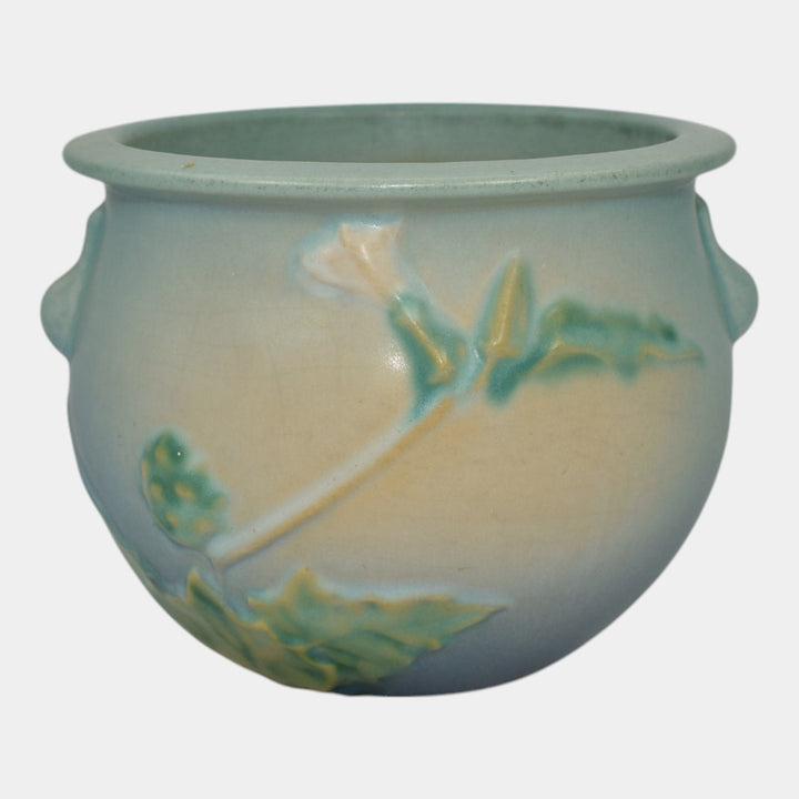 Roseville Thornapple Blue 1937 Vintage Art Deco Pottery Jardiniere Planter 638-4 - Just Art Pottery