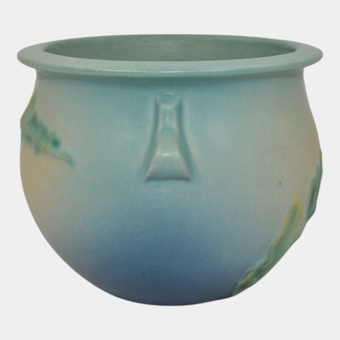 Roseville Thornapple Blue 1937 Vintage Art Deco Pottery Jardiniere Planter 638-4 - Just Art Pottery