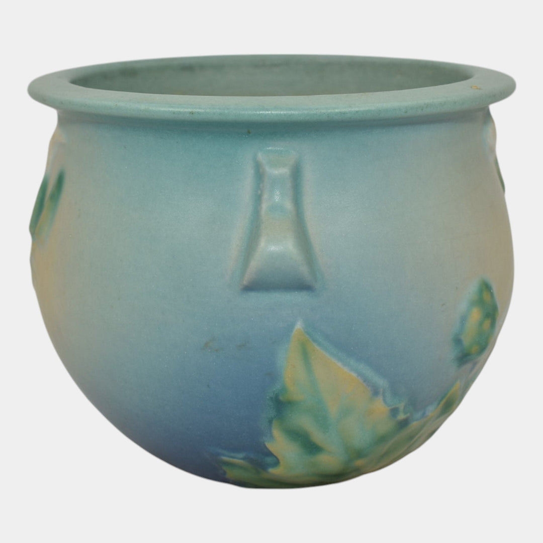 Roseville Thornapple Blue 1937 Vintage Art Deco Pottery Jardiniere Planter 638-4 - Just Art Pottery