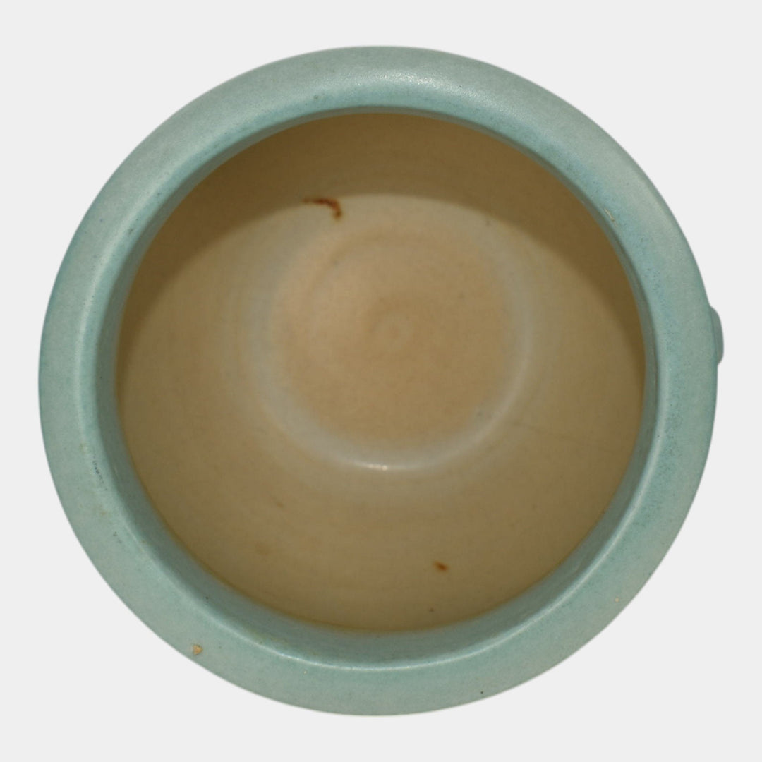 Roseville Thornapple Blue 1937 Vintage Art Deco Pottery Jardiniere Planter 638-4 - Just Art Pottery