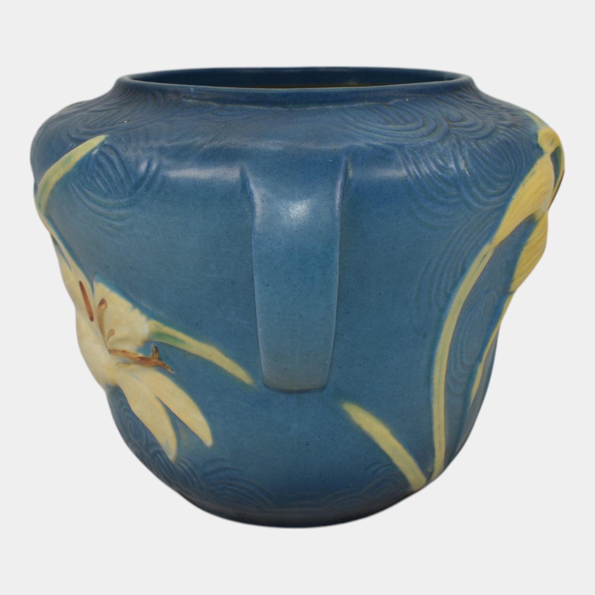 Roseville Zephyr Lily Blue 1946 Vintage Art Pottery Planter Vase