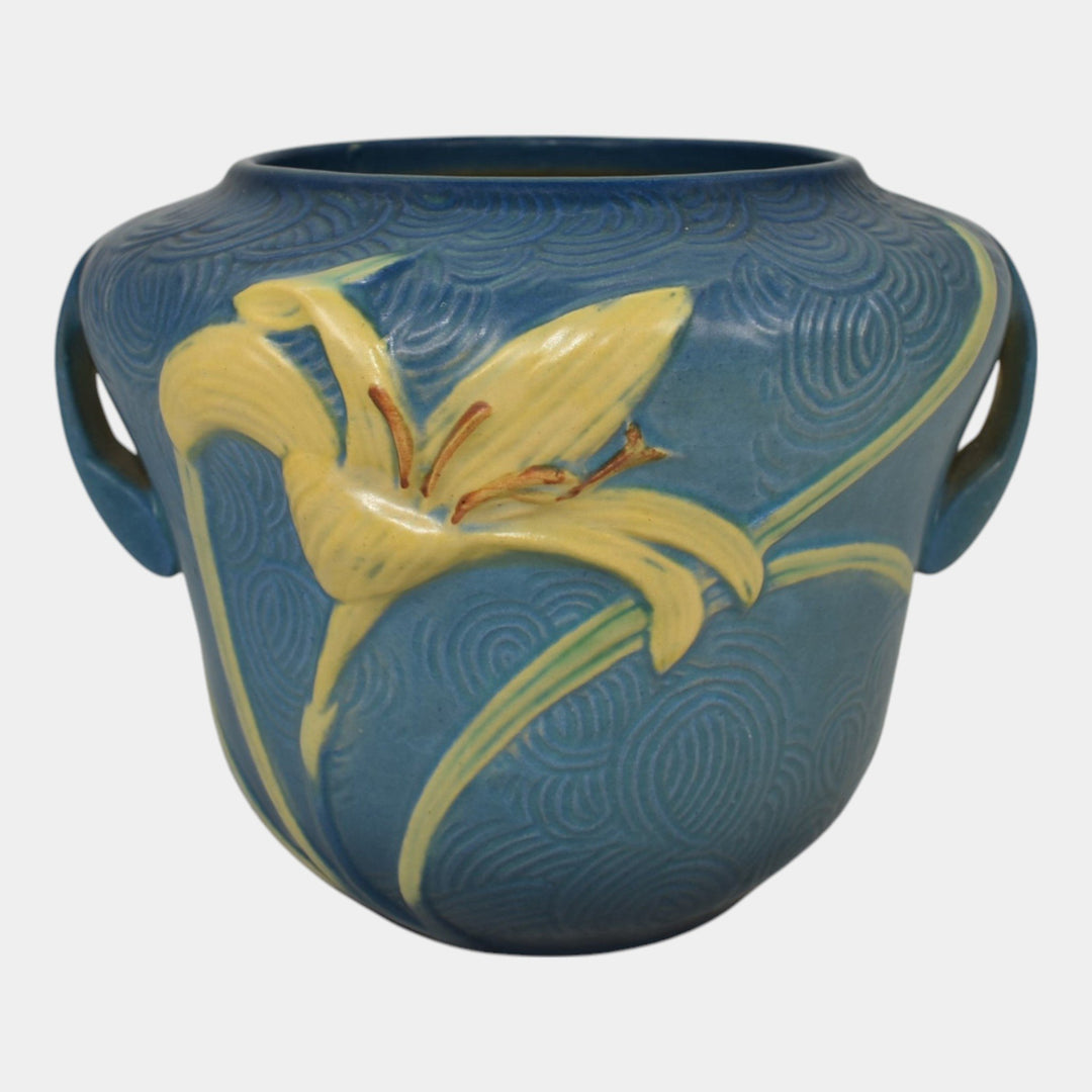 Roseville Zephyr Lily Blue 1946 Vintage Art Pottery Planter Vase 471-6 - Just Art Pottery
