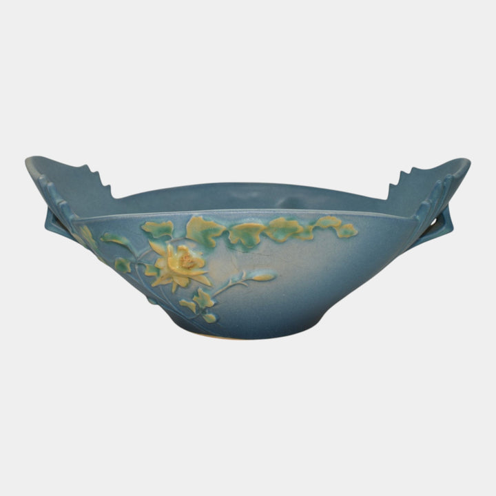 Roseville Columbine Blue 1941 Mid Century Modern Art Pottery Console Bowl 404-10