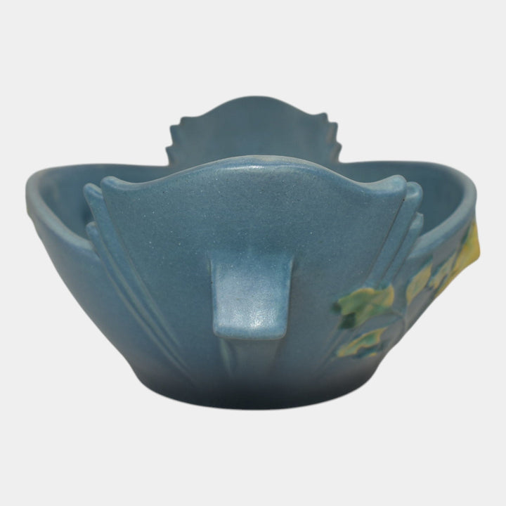 Roseville Columbine Blue 1941 Mid Century Modern Art Pottery Console Bowl 404-10