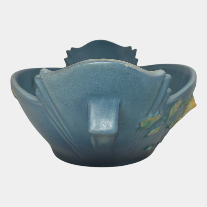 Roseville Columbine Blue 1941 Mid Century Modern Art Pottery Console Bowl 404-10