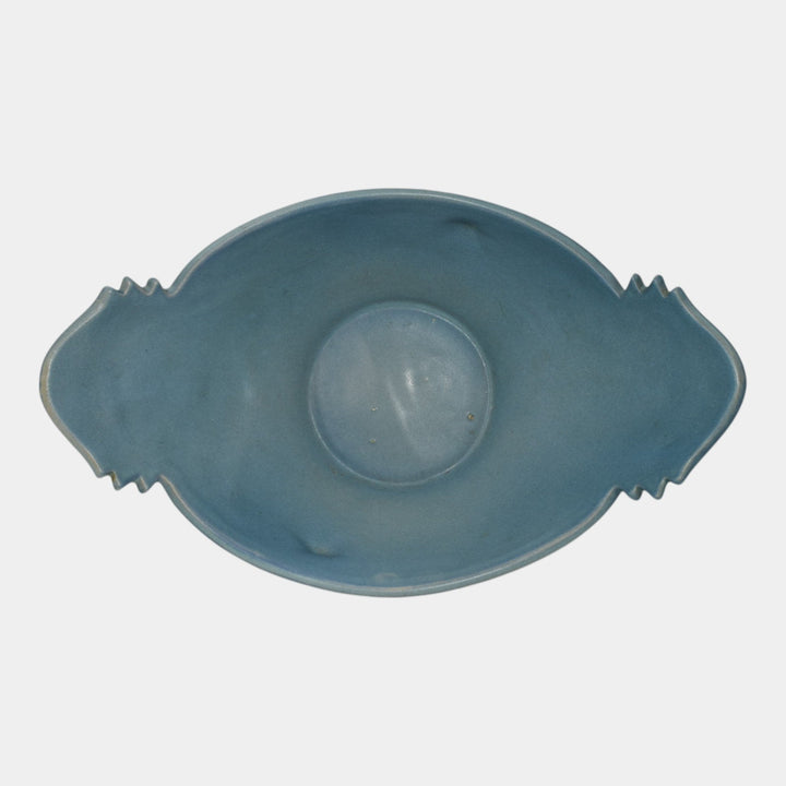 Roseville Columbine Blue 1941 Mid Century Modern Art Pottery Console Bowl 404-10