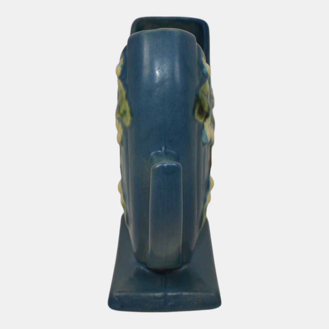 Roseville Snowberry Blue 1947 Mid Century Modern Pottery Ceramic Fan Vase 1FH-6 - Just Art Pottery
