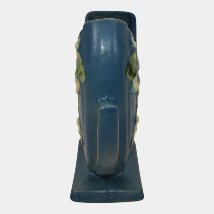 Roseville Snowberry Blue 1947 Mid Century Modern Pottery Ceramic Fan Vase 1FH-6 - Just Art Pottery
