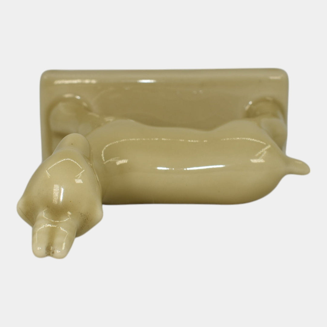 Rookwood 1951 Art Pottery Glossy Ivory Goat Paperweight Figurine 6170
