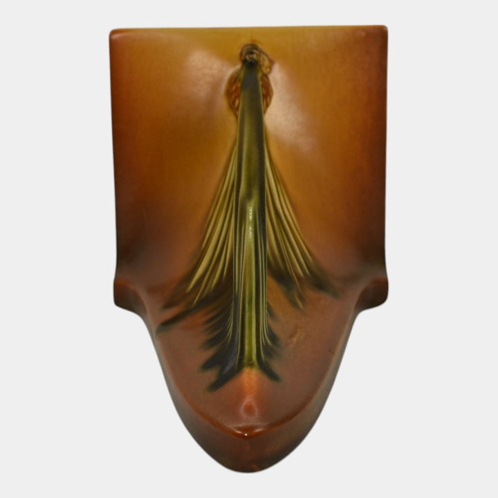 Roseville Pine Cone Brown 1936 Vintage Art Pottery Ceramic Wall Shelf 1