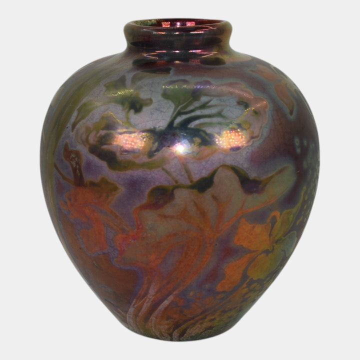 Weller Sicard 1900s Art Nouveau Pottery Iridescent Luster Ceramic Vase