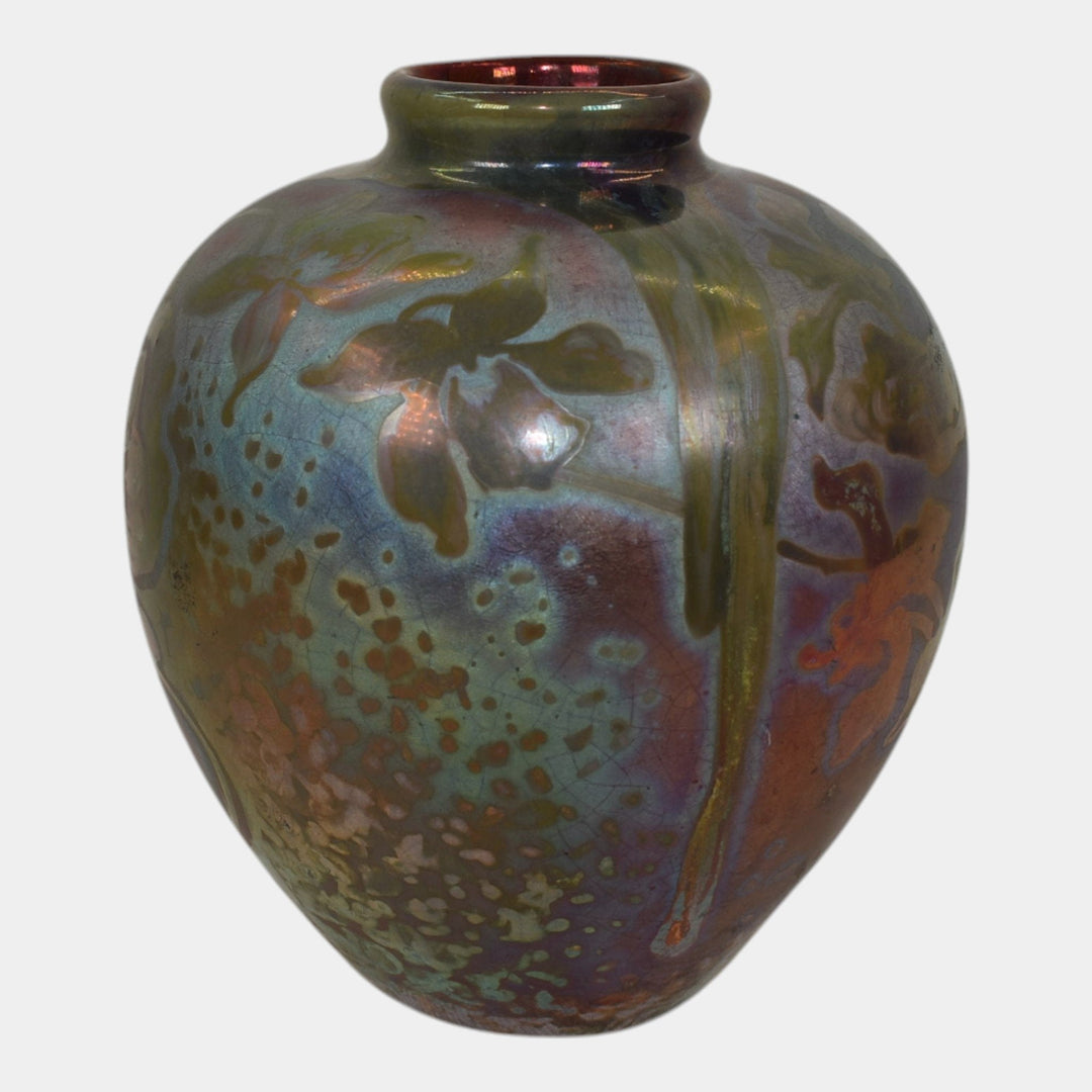 Weller Sicard 1900s Art Nouveau Pottery Iridescent Luster Ceramic Vase